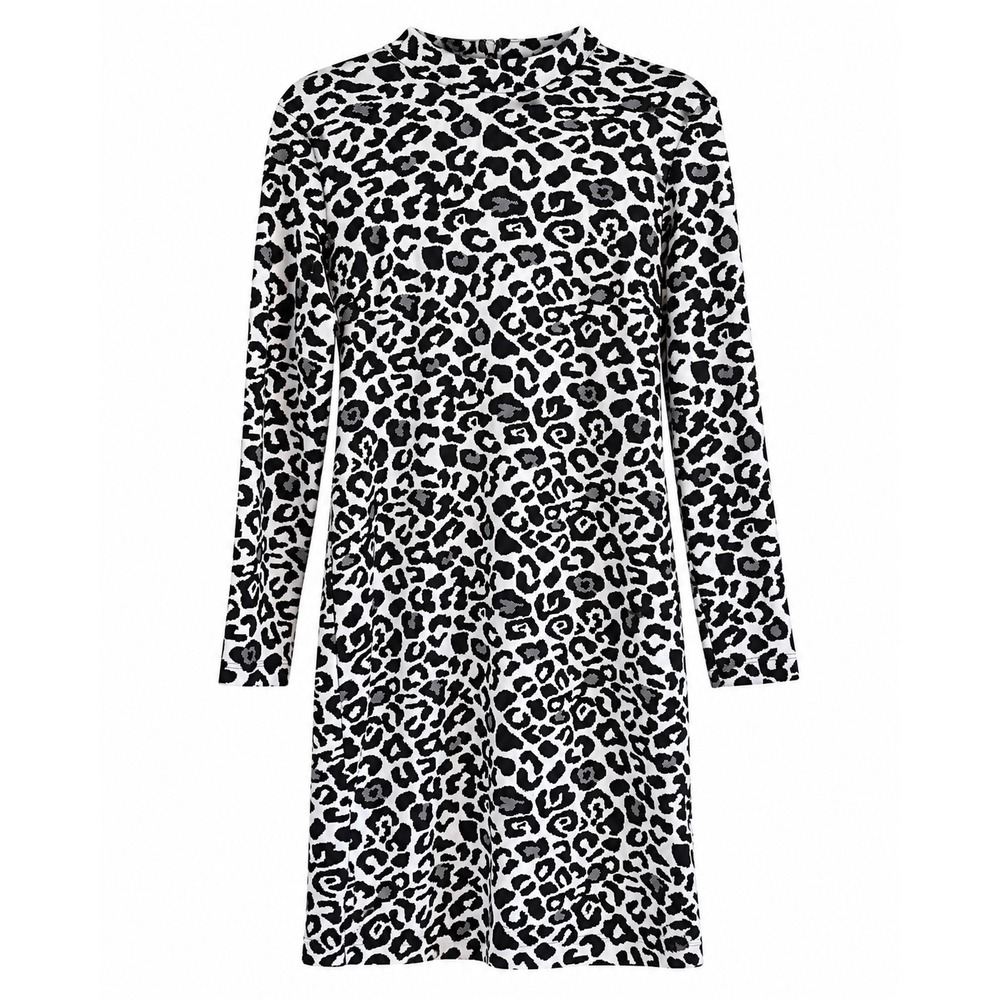 Tribal NWT Katwalk Cheetah Dress M Black Cream Sweater Knit MSRP $129